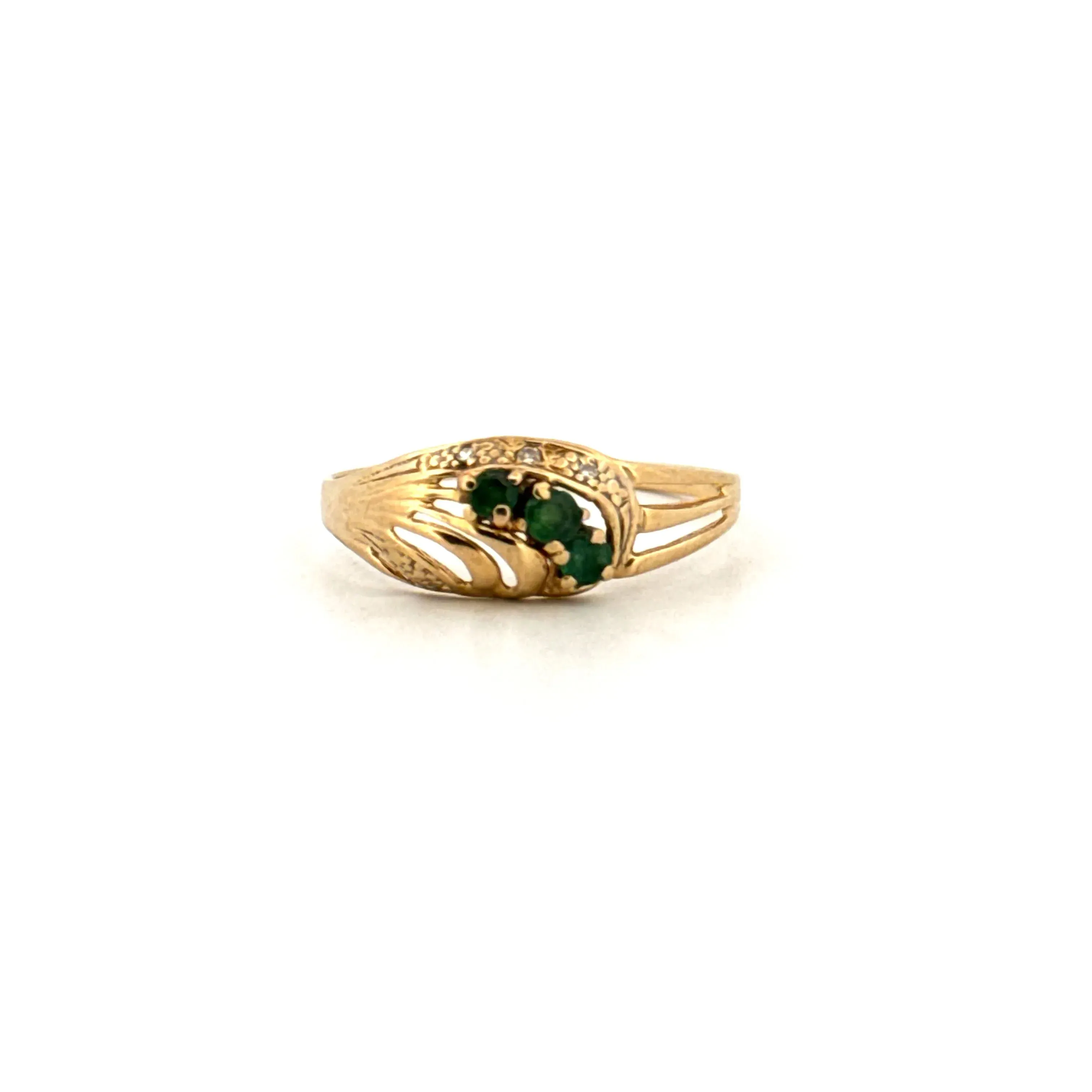 Bague Trilogie Or Jaune Émeraudes Diamants sold by 58 Facettes