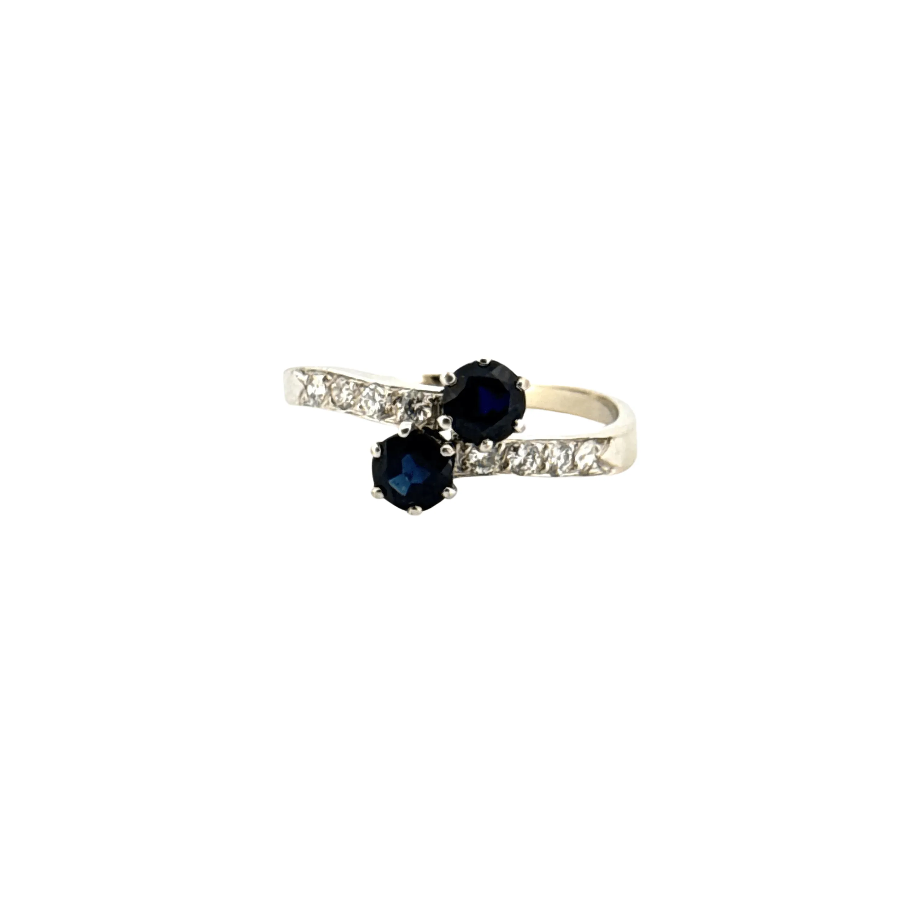 Bague Toi et Moi Or Blanc 18k Saphirs & Diamants sold by 58 Facettes