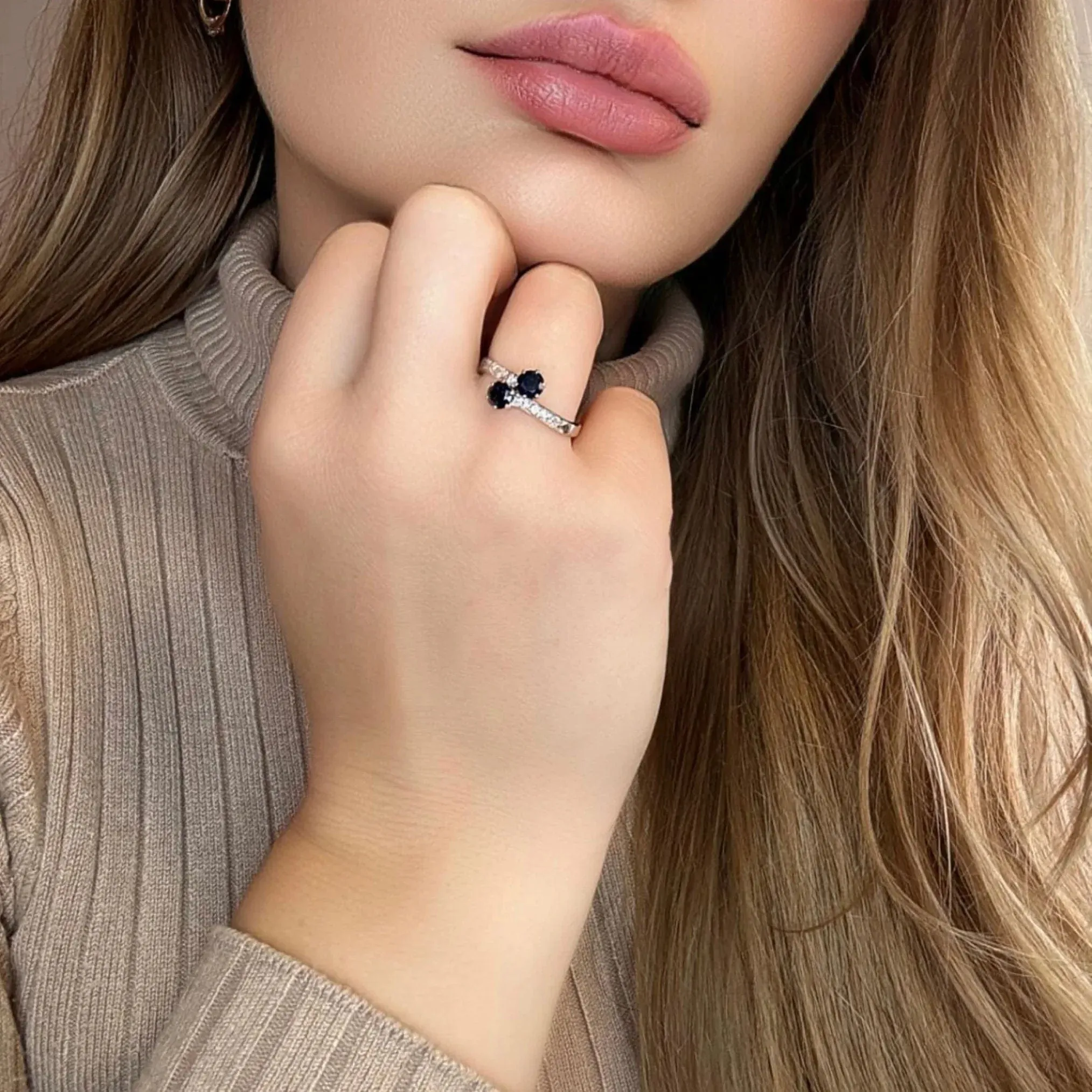 Bague Toi et Moi Or Blanc 18k Saphirs & Diamants sold by 58 Facettes product image thumbnail 3