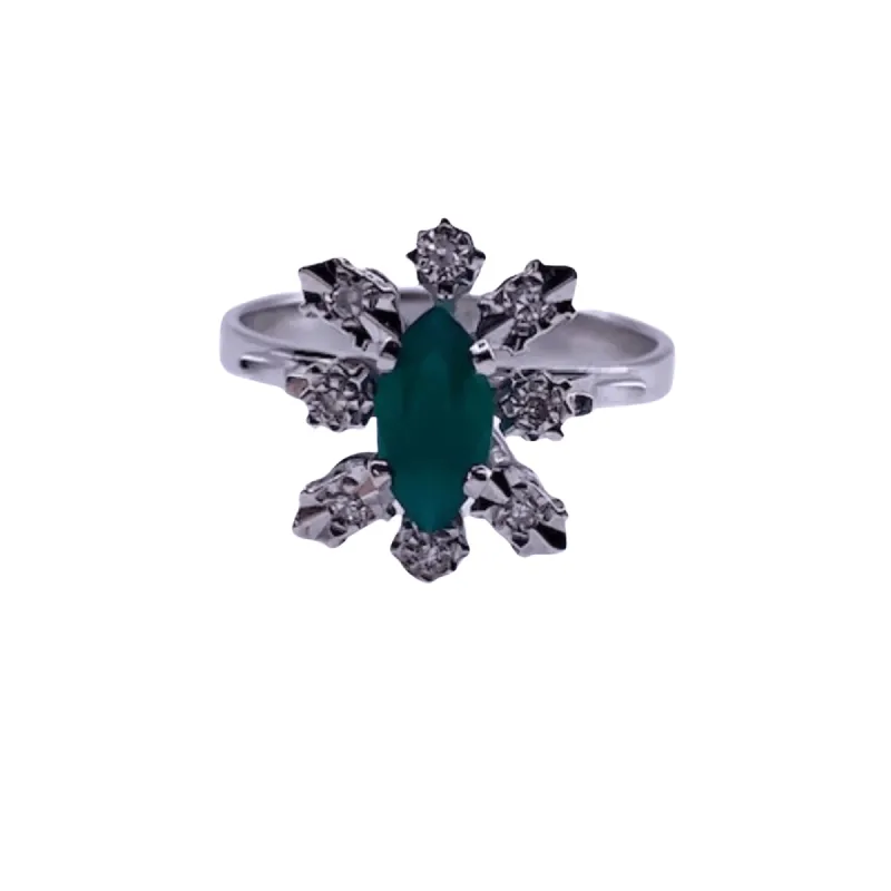 Bague Or Blanc 18k Diamants et Émeraude sold by 58 Facettes