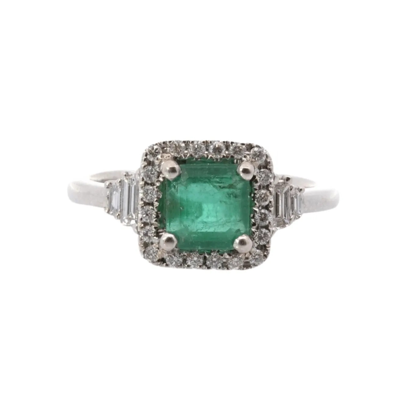 Bague Or blanc Emeraude Diamants sold by 58 Facettes