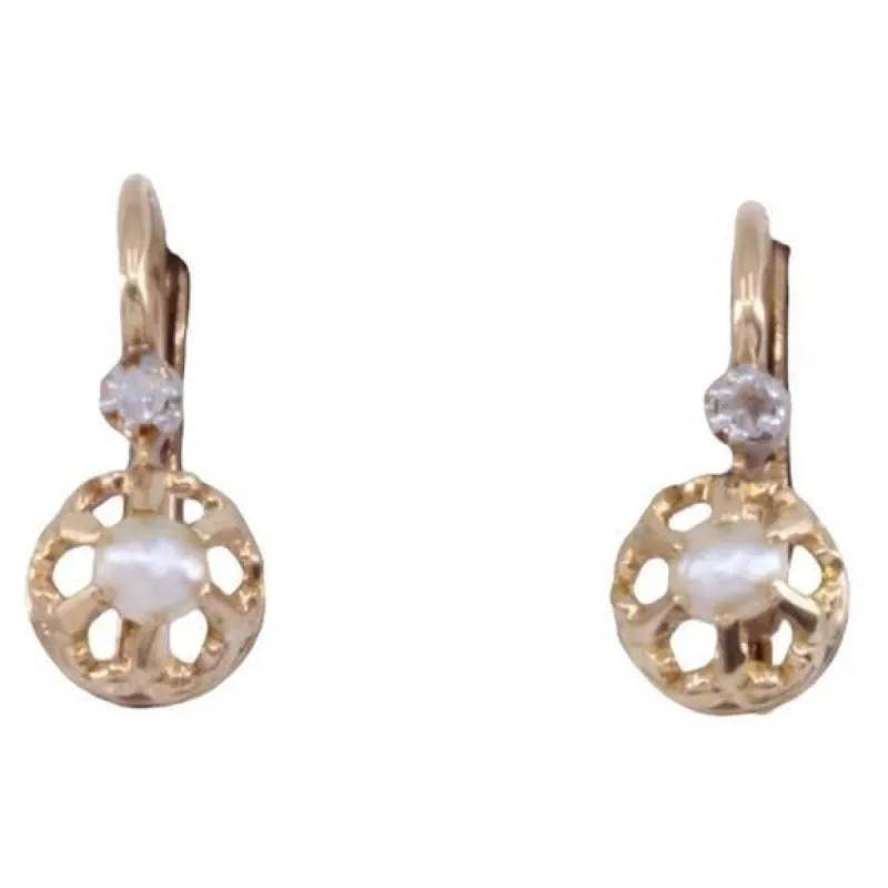 Dormeuses Or jaune Perle Diamants sold by 58 Facettes