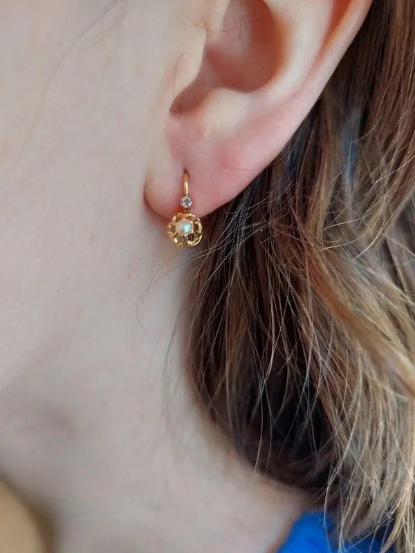 Dormeuses Or jaune Perle Diamants sold by 58 Facettes product image thumbnail 2