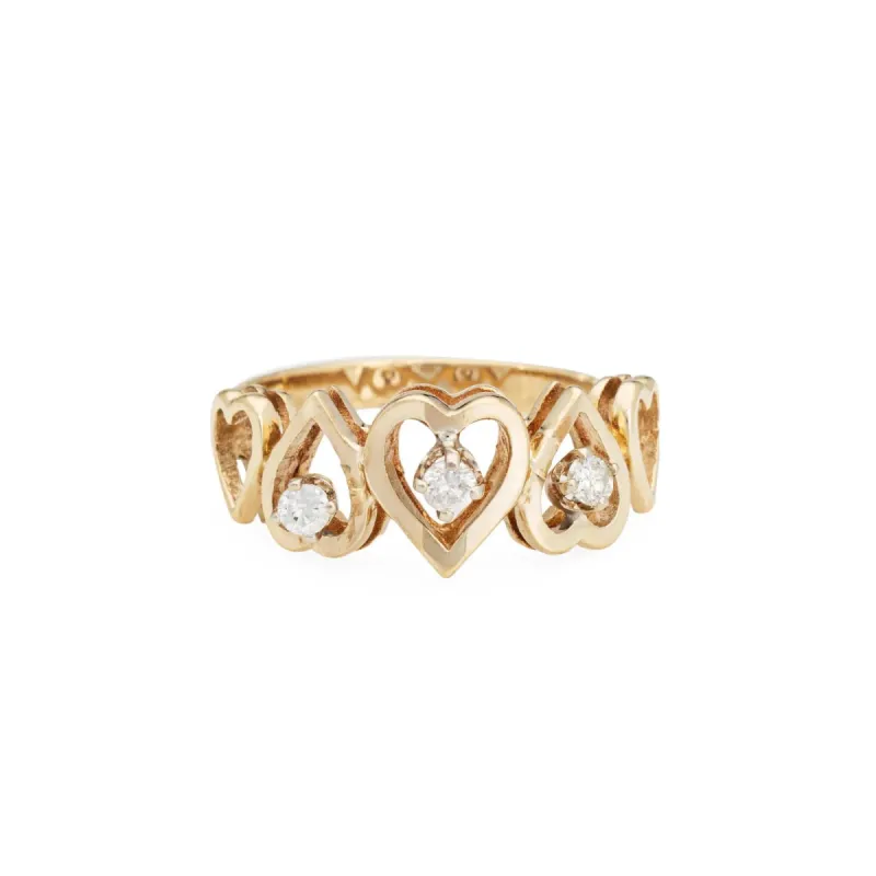 Bague Coeur Diamant Vintage Or Jaune made by 58 Facettes