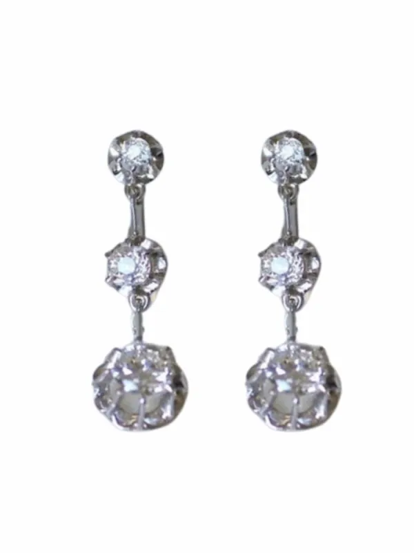 Boucles d'oreilles dormeuses Art Déco diamants sold by 58 Facettes