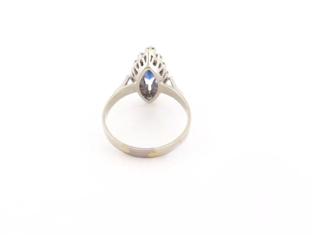 bague marquise en or blanc sertie saphir & diamants sold by 58 Facettes product image thumbnail 5