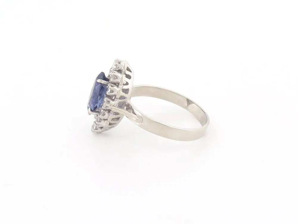 bague marquise en or blanc sertie saphir & diamants sold by 58 Facettes product image thumbnail 3