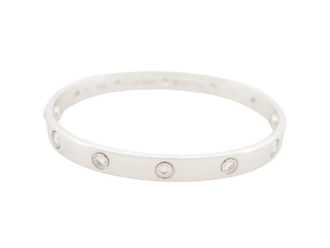 bracelet CARTIER love crb6070217 17cm or gris 18k diamants 1ct sold by 58 Facettes
