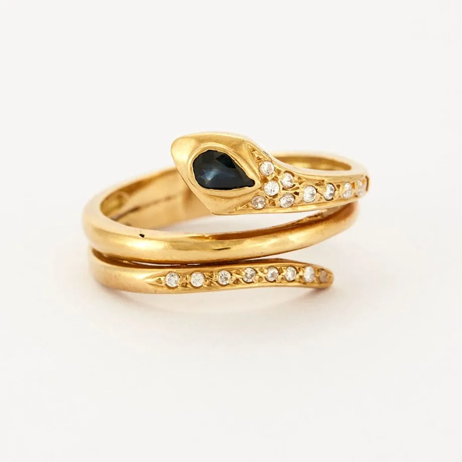 Bague "Serpent" en or jaune, et saphir sold by 58 Facettes