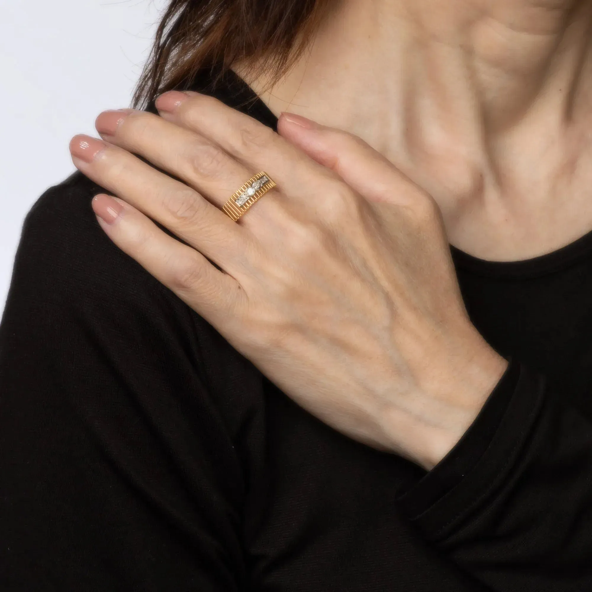 Bague Diamant Vintage Or Jaune sold by 58 Facettes product image thumbnail 2