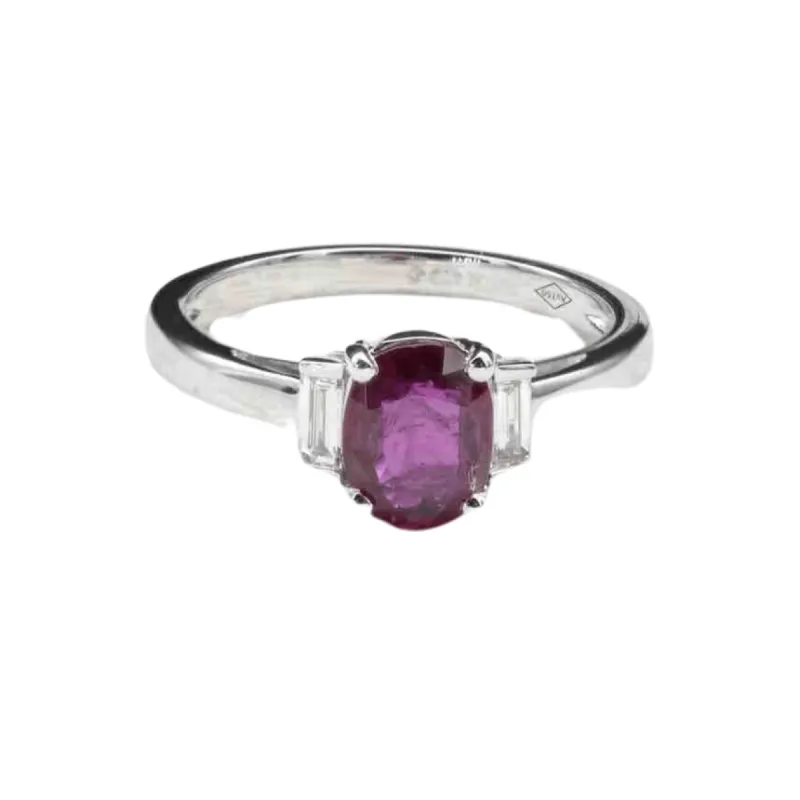 Bague Or blanc Rubis Diamants sold by 58 Facettes
