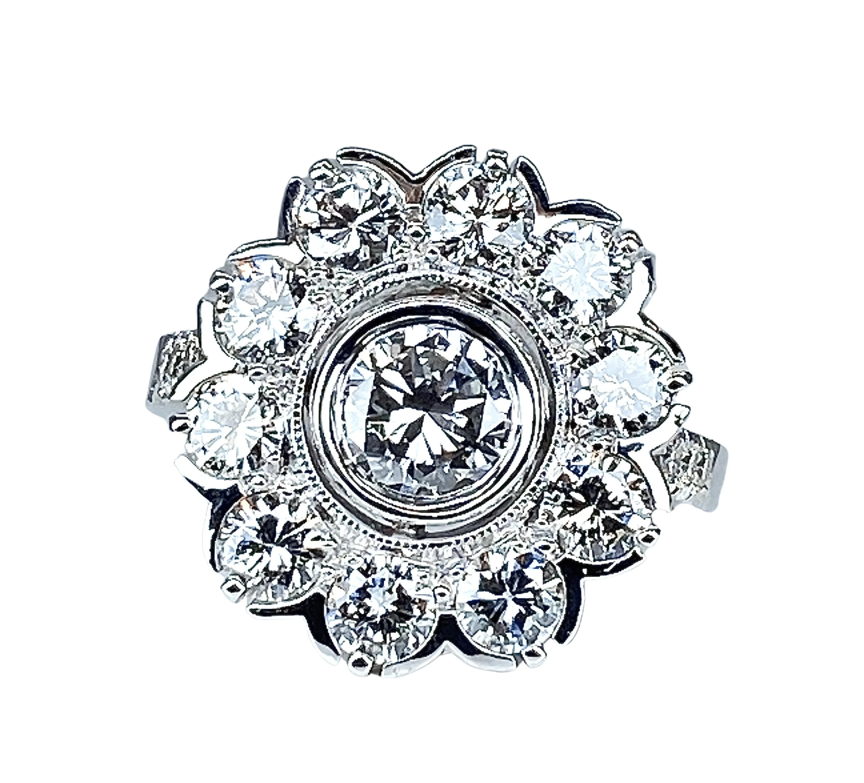 Bague marguerite or blanc diamants sold by 58 Facettes