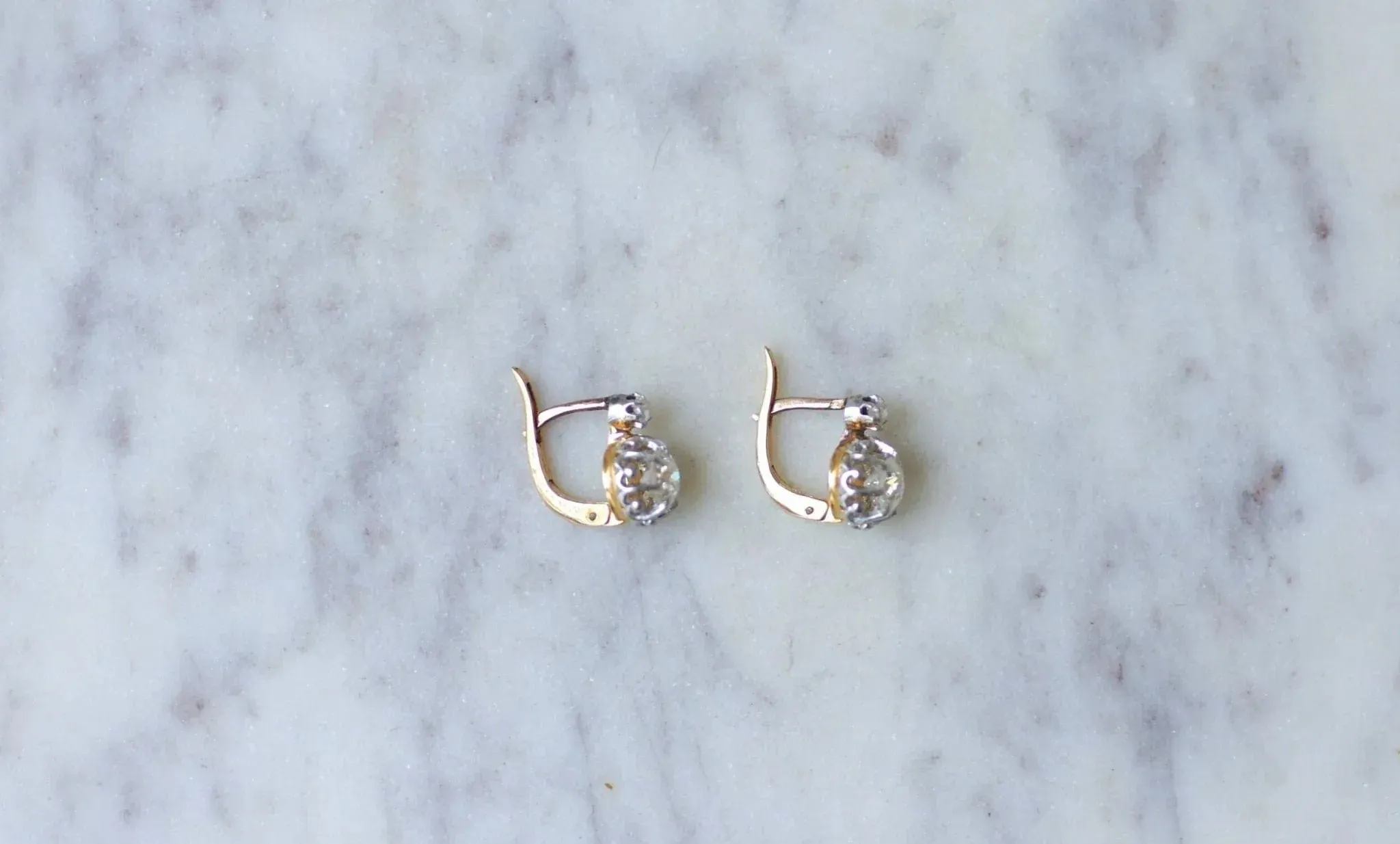 Boucles d'oreilles dormeuses Or jaune Platine Diamants sold by 58 Facettes product image thumbnail 5