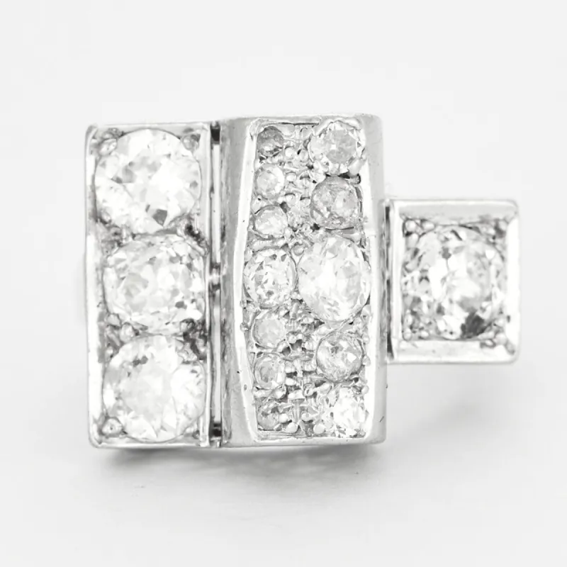 Bague Tank en platine et or blanc sertie de diamants sold by 58 Facettes