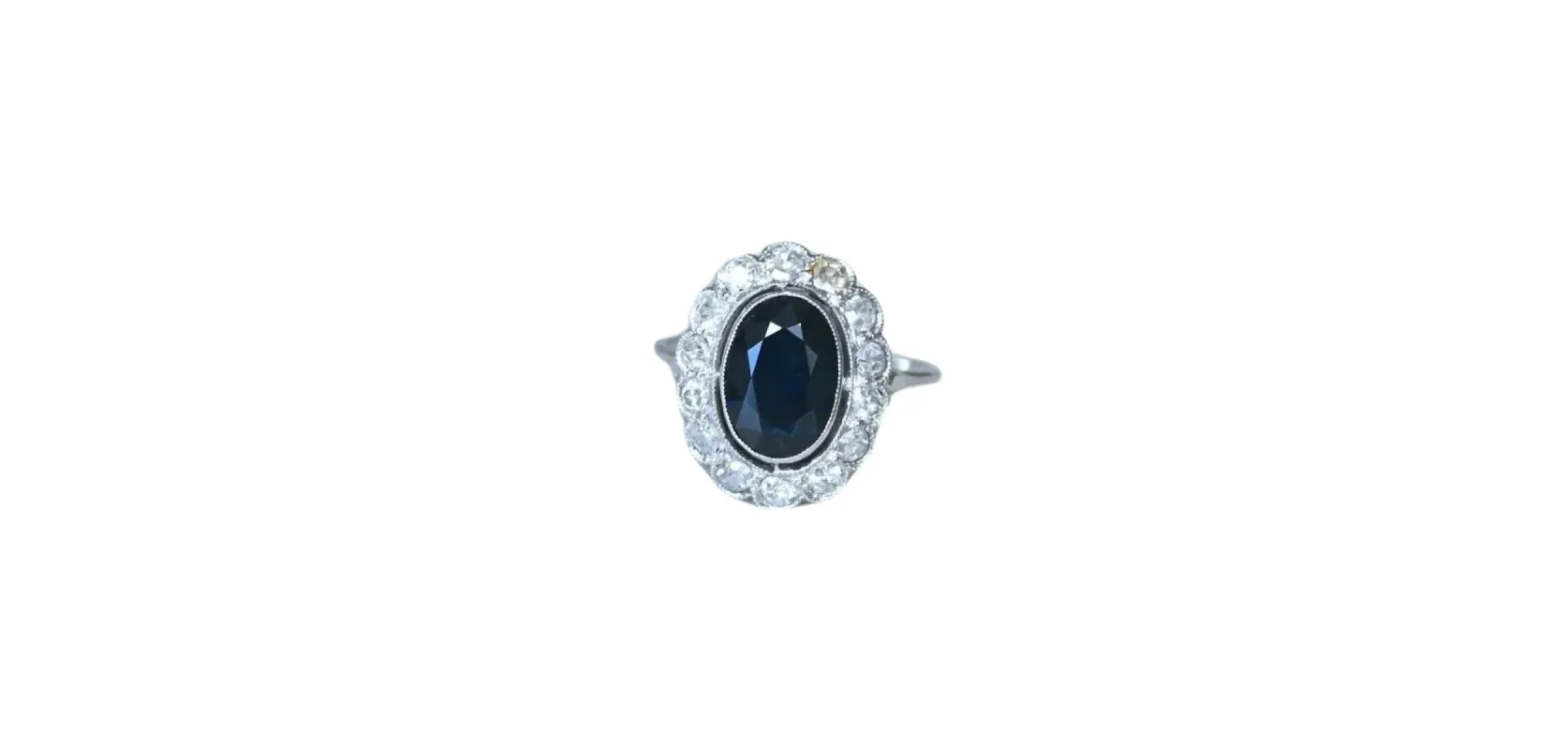 Bague Marguerite Art Deco saphir diamants sold by 58 Facettes