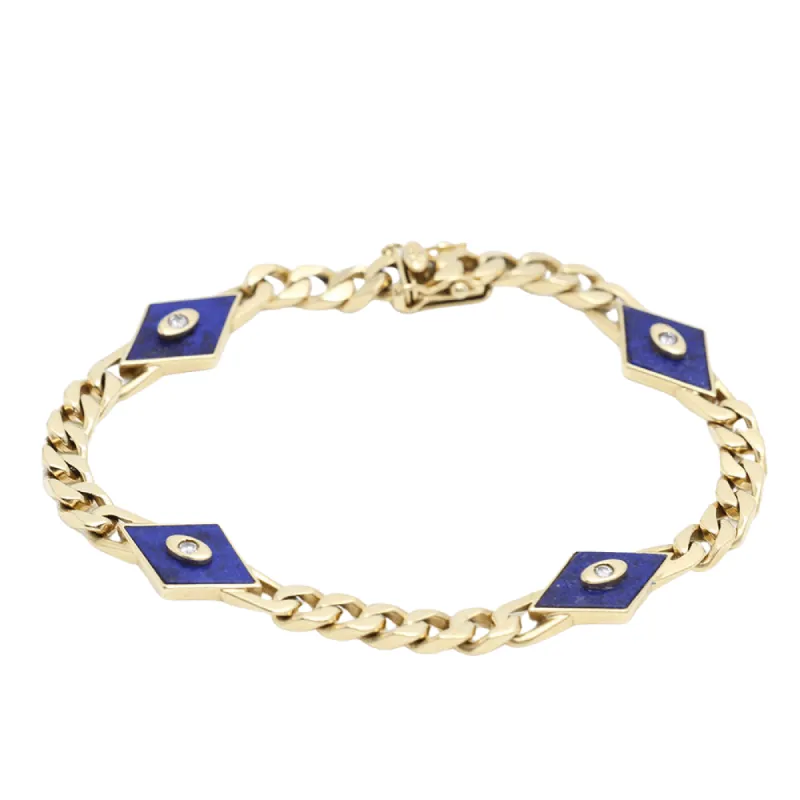 Bracelet barbu en or avec lapis-lazuli et diamants sold by 58 Facettes