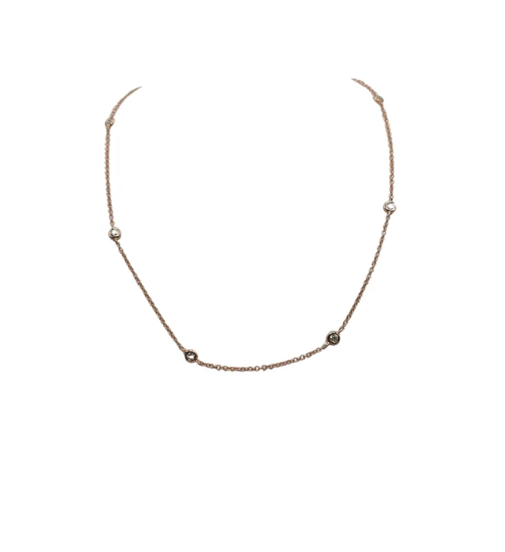 Collier or rose serti de diamants sold by 58 Facettes