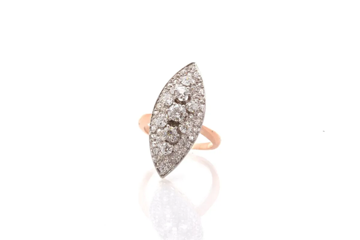Bague vintage marquise diamants en or jaune sold by 58 Facettes