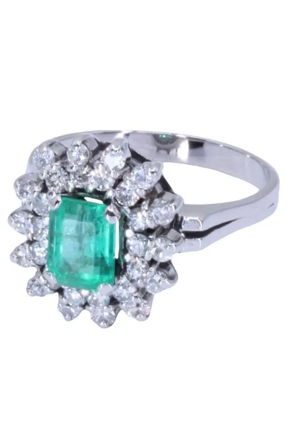 BAGUE POMPADOUR ÉMERAUDE ET DIAMANTS sold by 58 Facettes