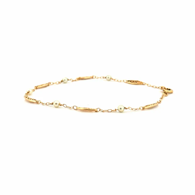 Bracelet Filigrane Or Jaune 18k & Perles sold by 58 Facettes