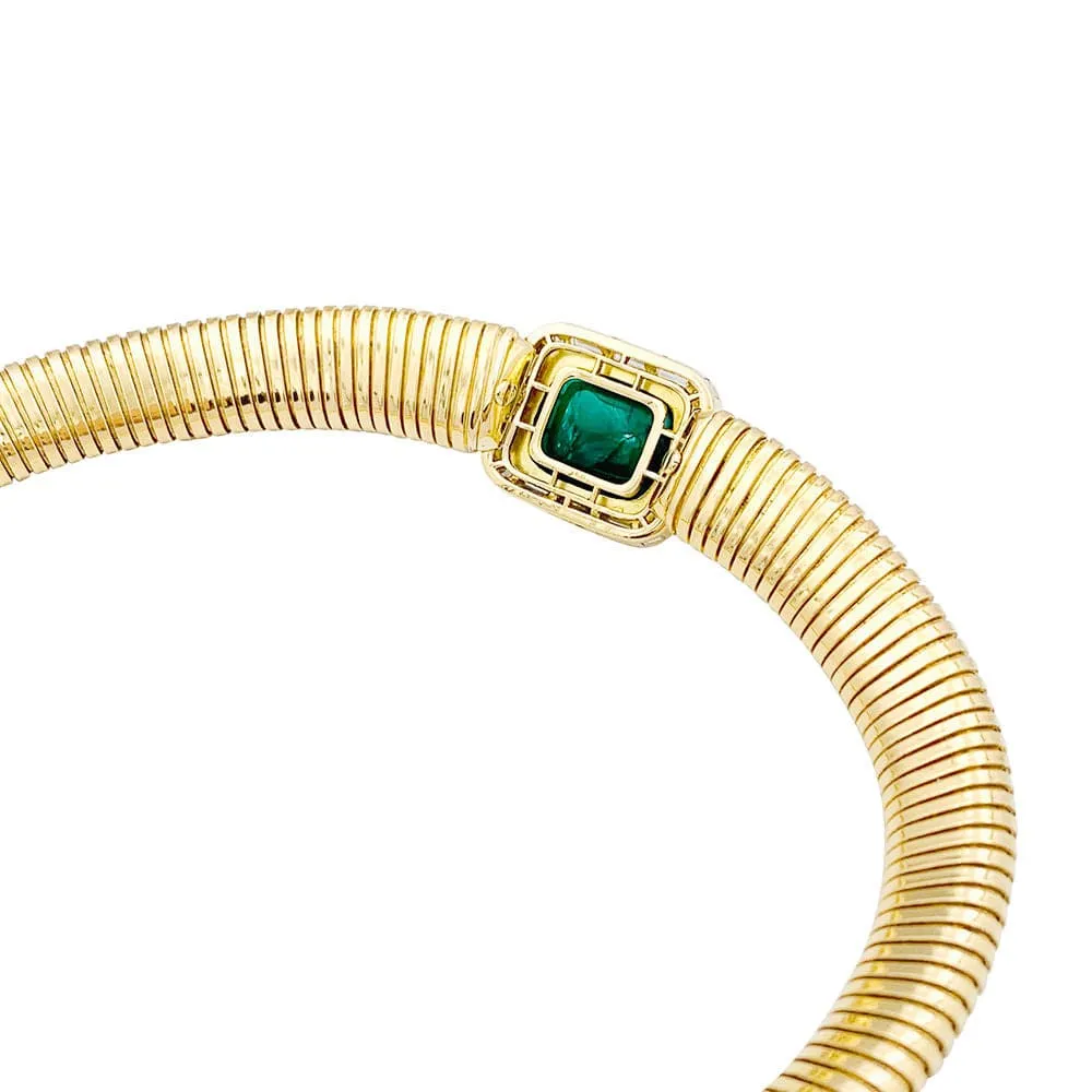 Collier tubogas vintage, or jaune, émeraude, diamants. sold by 58 Facettes product image thumbnail 5