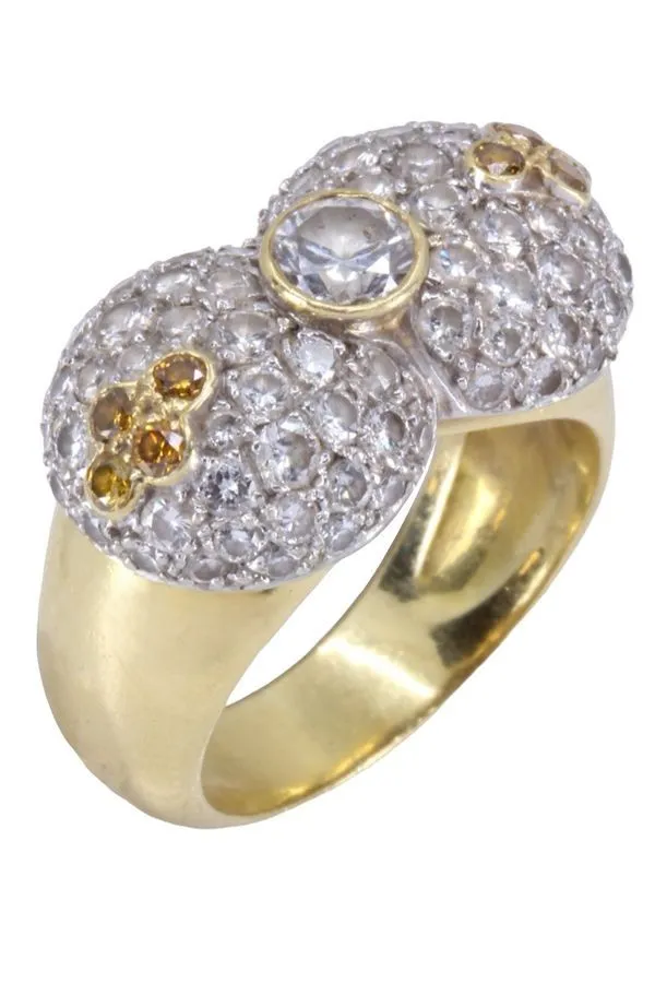 BAGUE BOMBÉE DIAMANTS JAUNES ET BLANCS sold by 58 Facettes product image thumbnail 4
