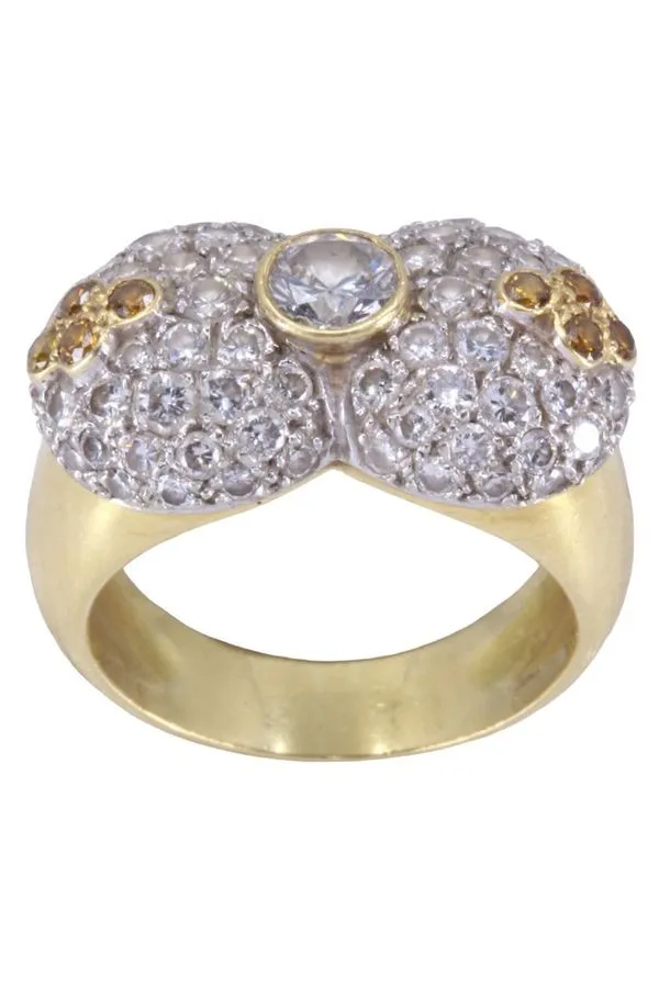BAGUE BOMBÉE DIAMANTS JAUNES ET BLANCS sold by 58 Facettes product image thumbnail 3