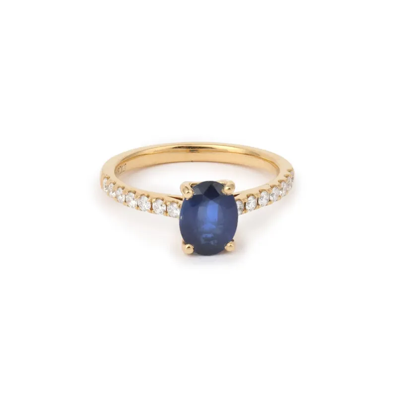 Bague Saphir 1.62 Cts Diamants Or Jaune sold by 58 Facettes