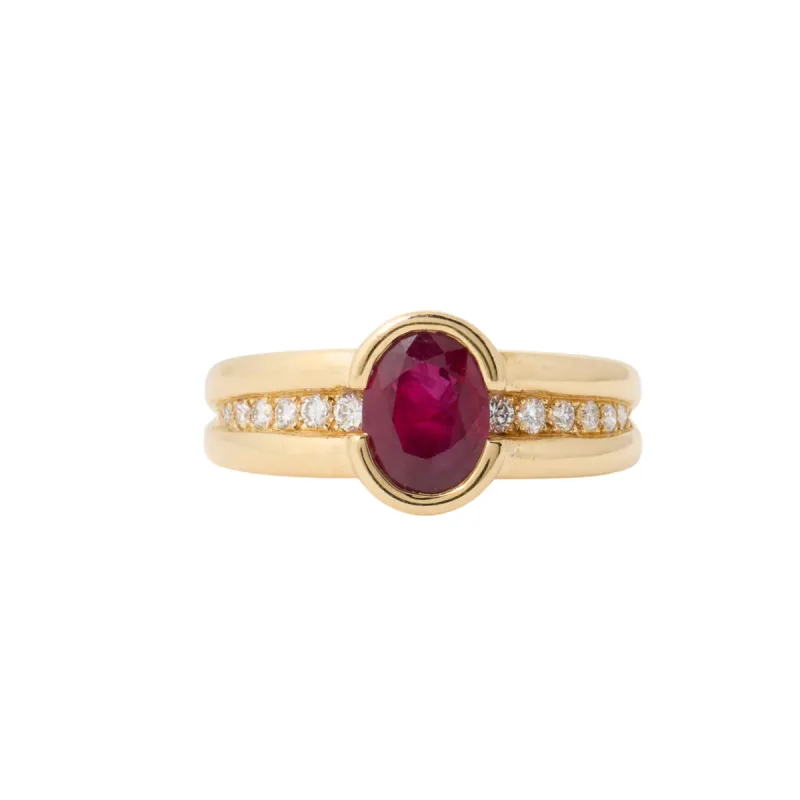 Bague rubis et diamants sold by 58 Facettes