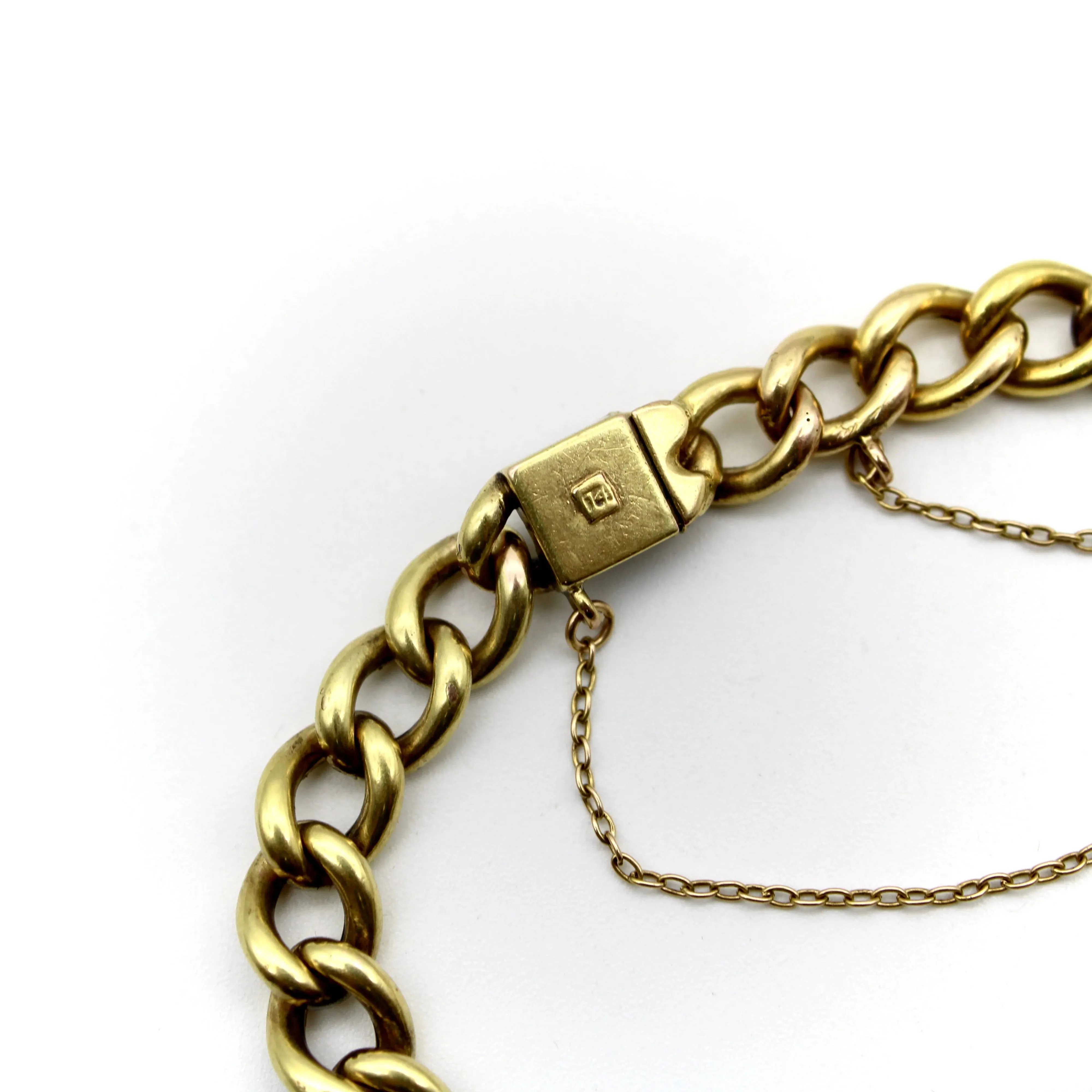 Bracelet édouardien à mailles gourmette graduées en or 14K avec diamants, rubis et saphir sold by 58 Facettes product image thumbnail 4