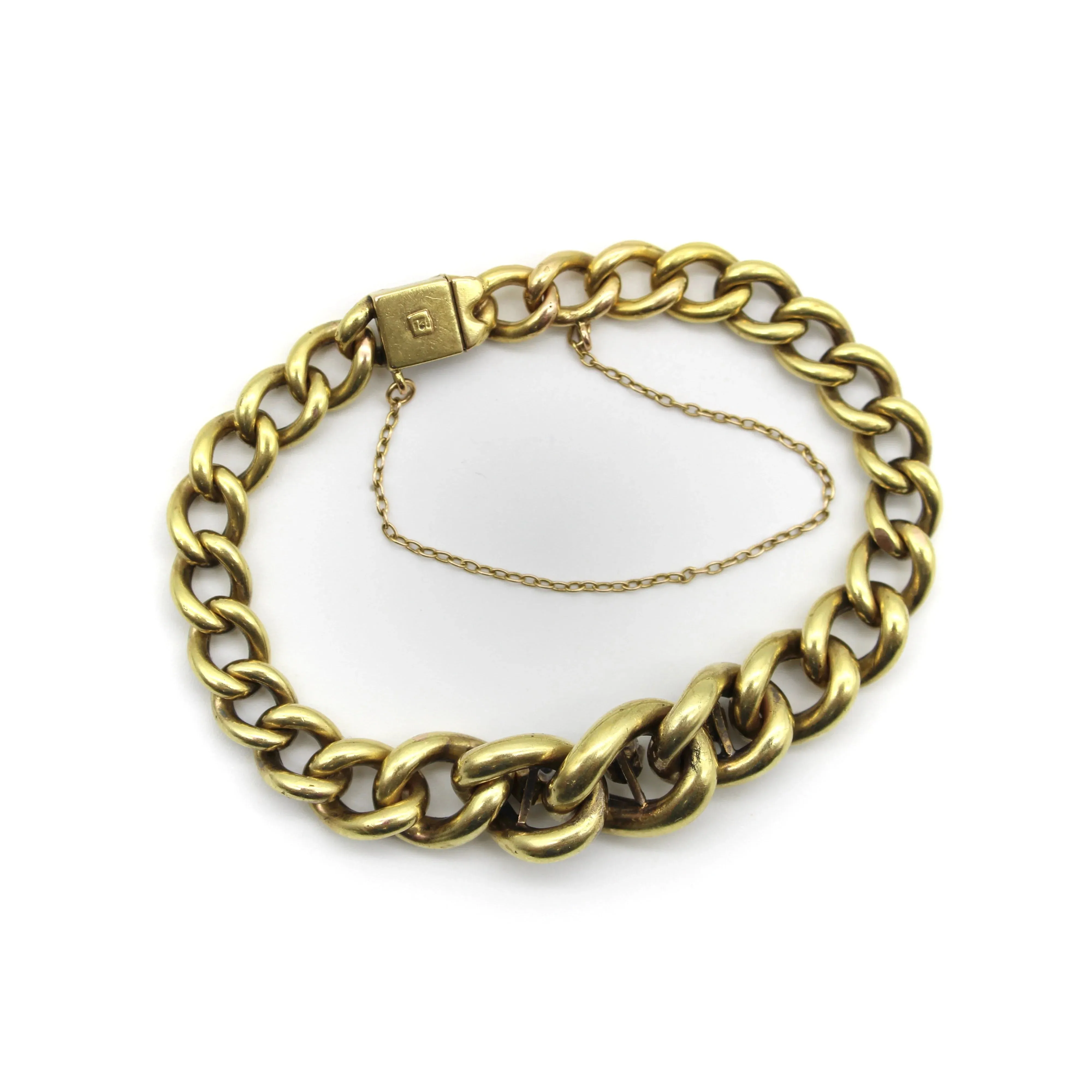 Bracelet édouardien à mailles gourmette graduées en or 14K avec diamants, rubis et saphir sold by 58 Facettes product image thumbnail 5
