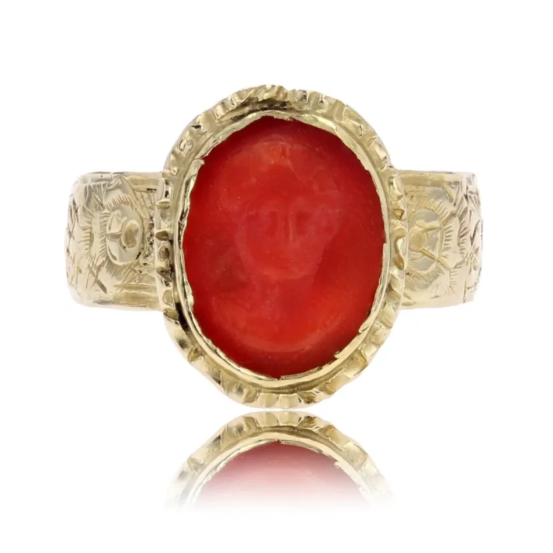 Bague ancienne camée corail sold by 58 Facettes