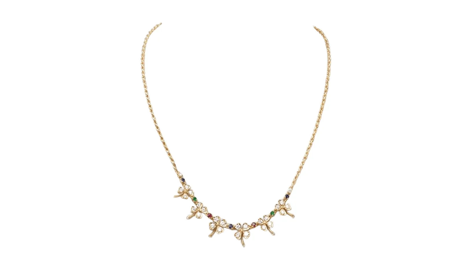 Collier trèfles en or jaune et diamants sold by 58 Facettes
