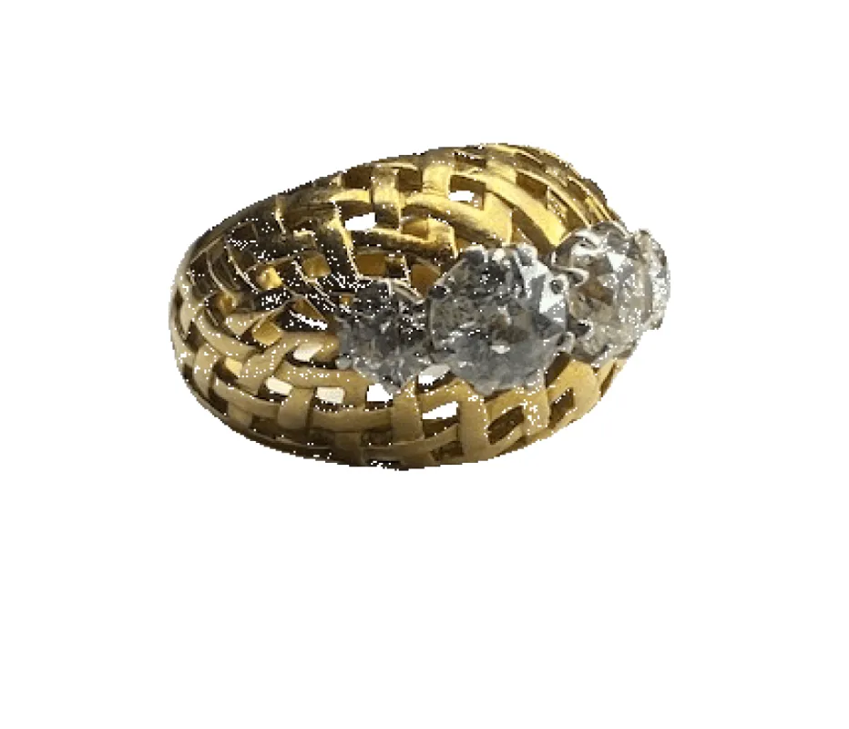 Bague dôme vannerie diamants sold by 58 Facettes