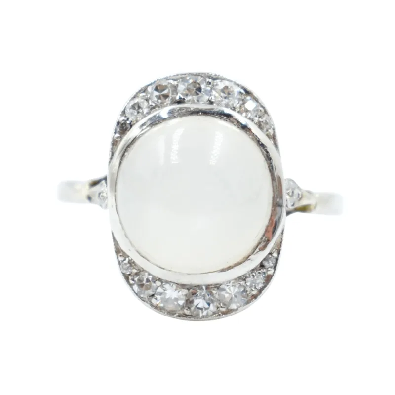 Bague Or Pierre de Lune Diamants sold by 58 Facettes