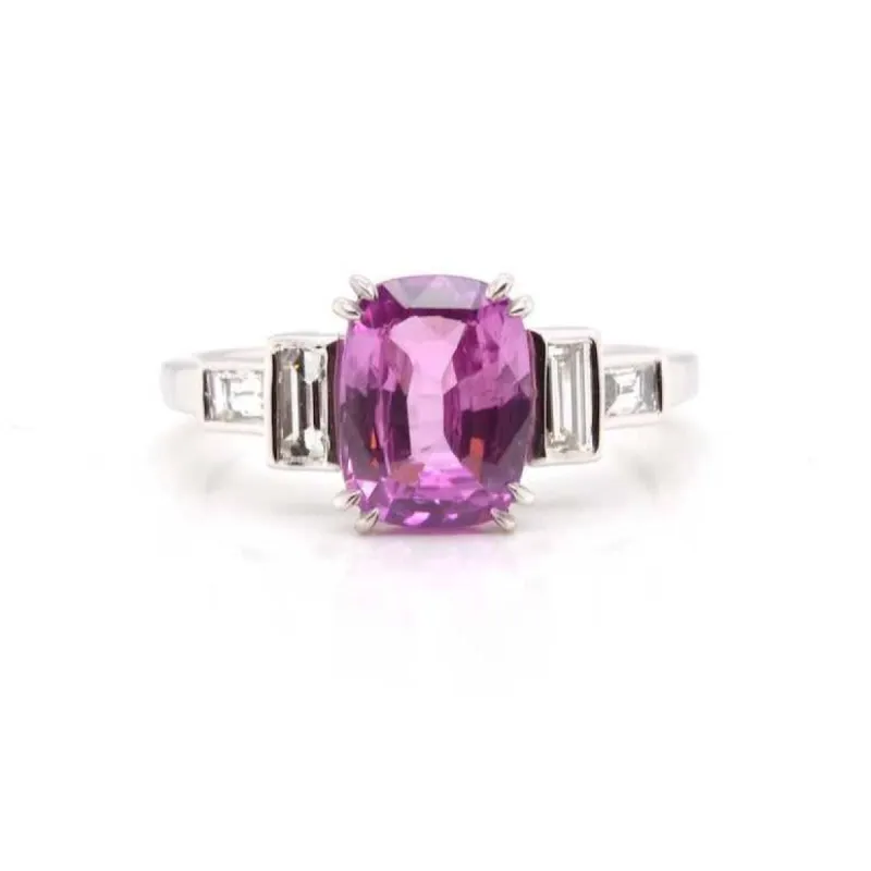 Bague Or blanc Saphir rose Diamants sold by 58 Facettes