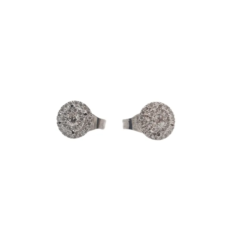 Boucles d’oreilles or blanc serties de diamants sold by 58 Facettes