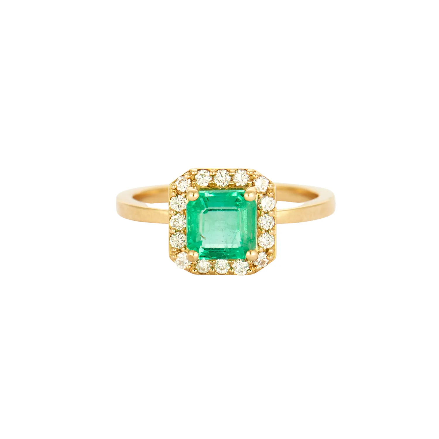 Bague en or jaune, émeraude et diamants sold by 58 Facettes