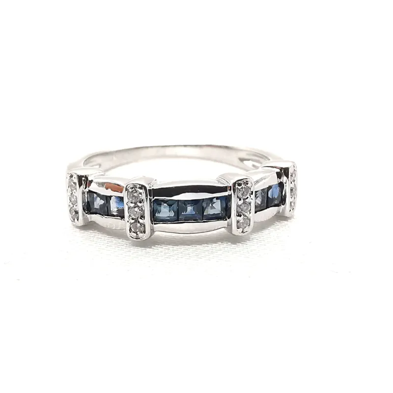 Bague Or blanc Saphirs et Diamants sold by 58 Facettes