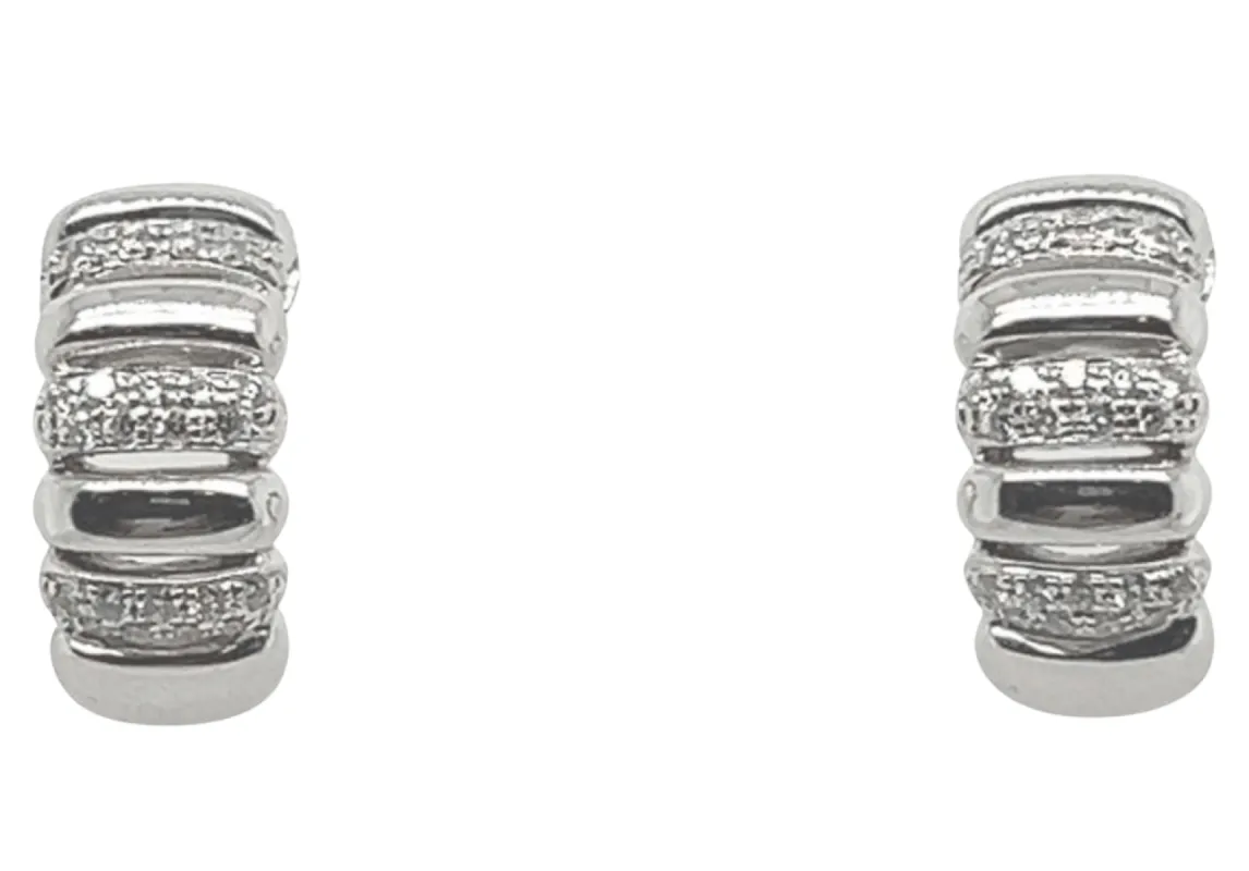 Boucles d'oreilles demi-cercle en or blanc 18 carats et diamants made by 58 Facettes