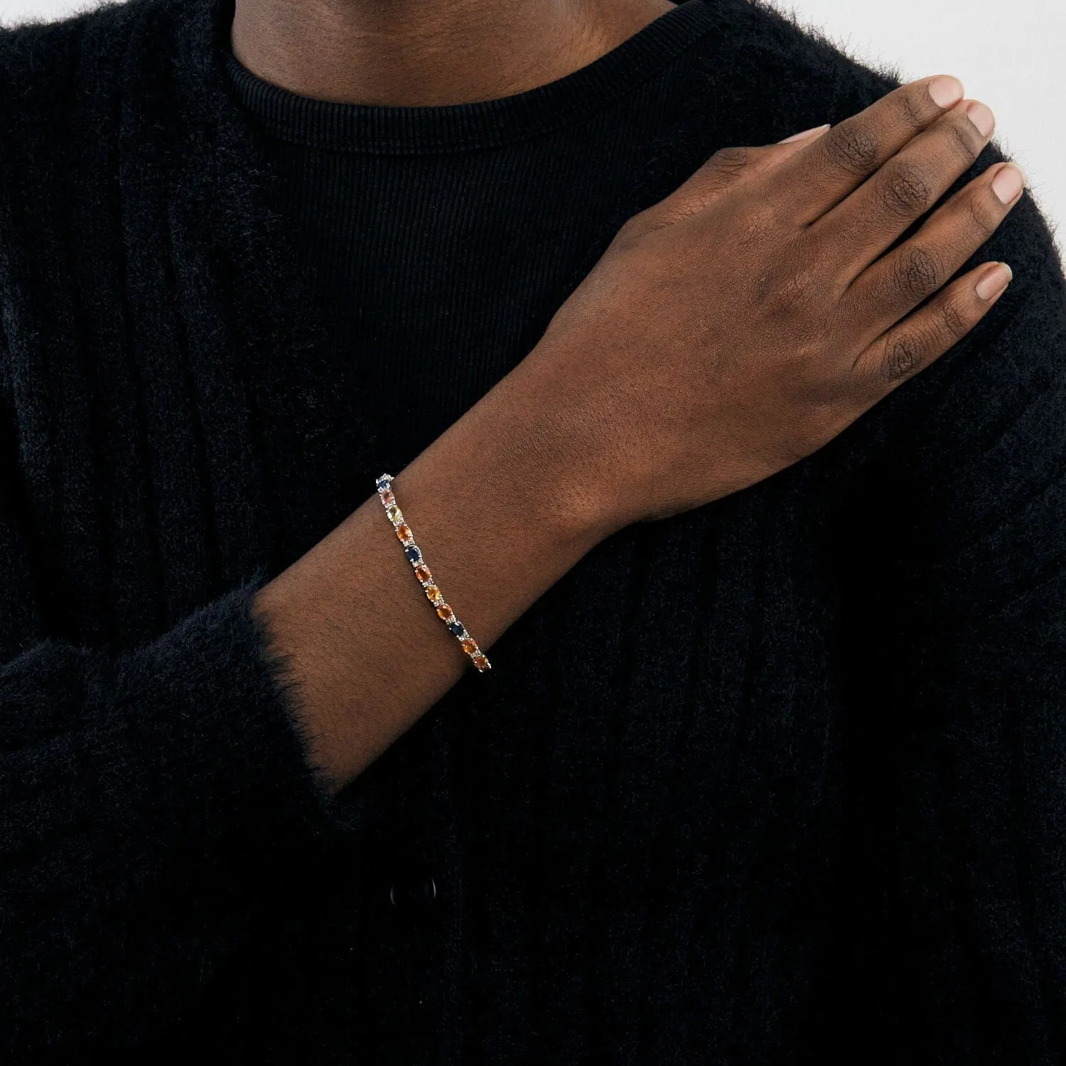 Bracelet ligne Saphirs de couleur sold by 58 Facettes product image thumbnail 3