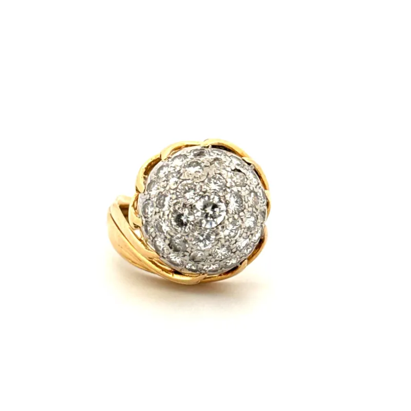 Bague Boule Cocktail Or Jaune Diamants sold by 58 Facettes