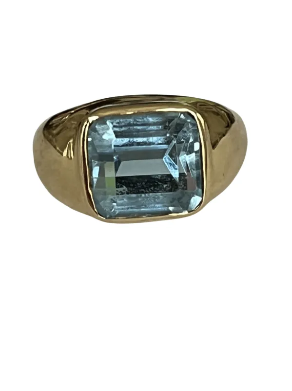 Bague Chevalière Or Jaune Aigue-Marine sold by 58 Facettes