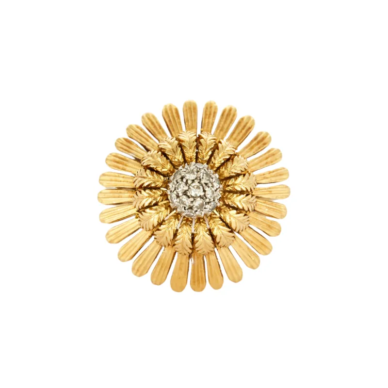 Bague fleur en or jaune avec diamants sold by 58 Facettes