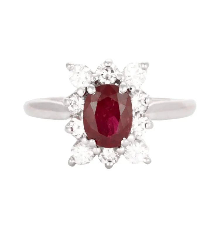 Bague or gris rubis et diamants made by 58 Facettes