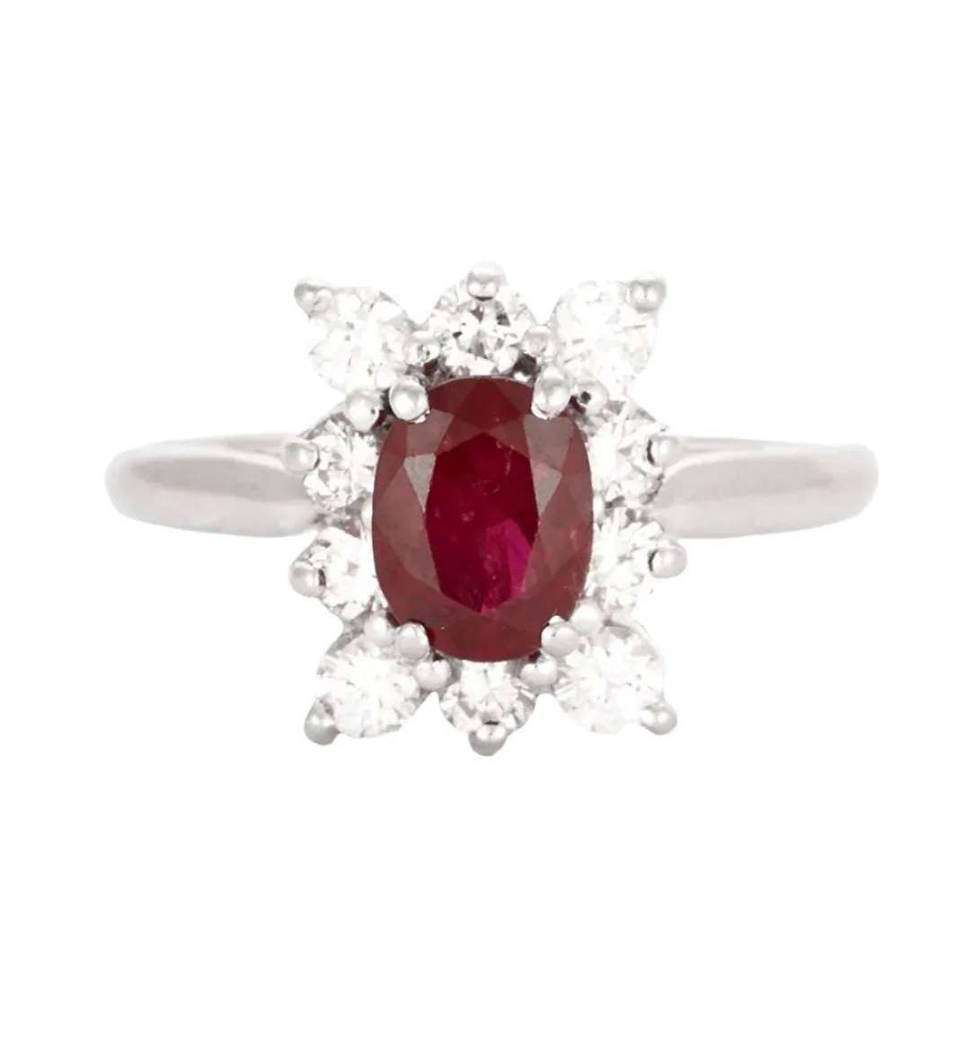 Bague or gris rubis et diamants sold by 58 Facettes