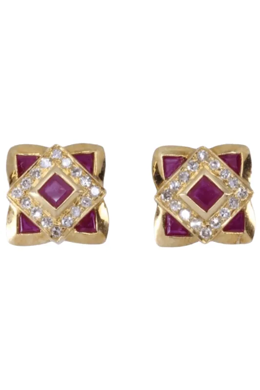 Boucles d'oreilles rubis et diamants sold by 58 Facettes