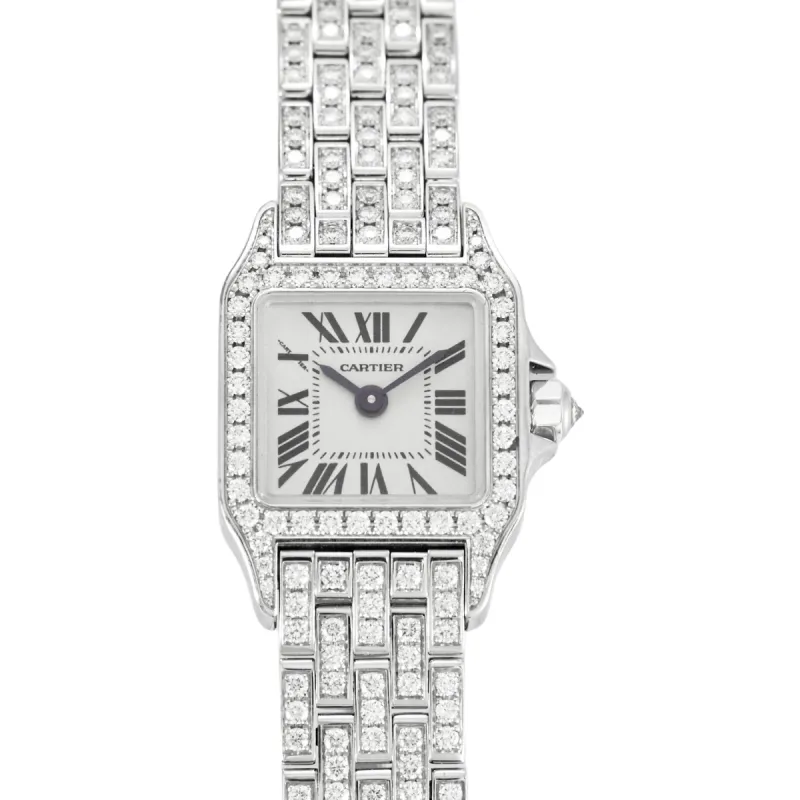 CARTIER - Montre Modèle Santos Demoiselle - en or blanc et diamants sold by 58 Facettes
