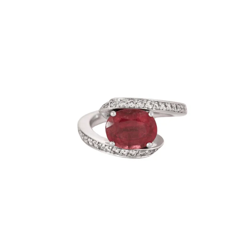 Bague jonc croisé Tourmaline rose Diamants sold by 58 Facettes