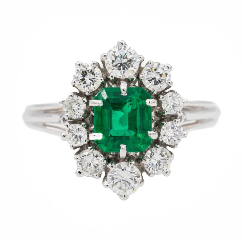 Bague Fleur Or blanc Emeraude sold by 58 Facettes